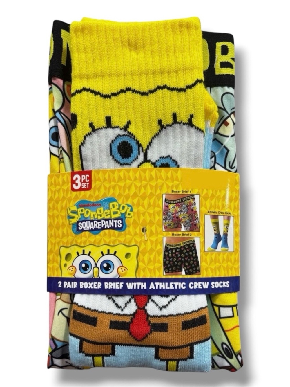 3-Pack Men's Sponge Bob Square Pants 2-Pack Boxer Brief and Crew Sock Set - NWT